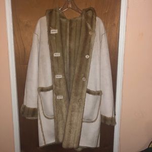 Jones NY Suede/Faux Fur Coat